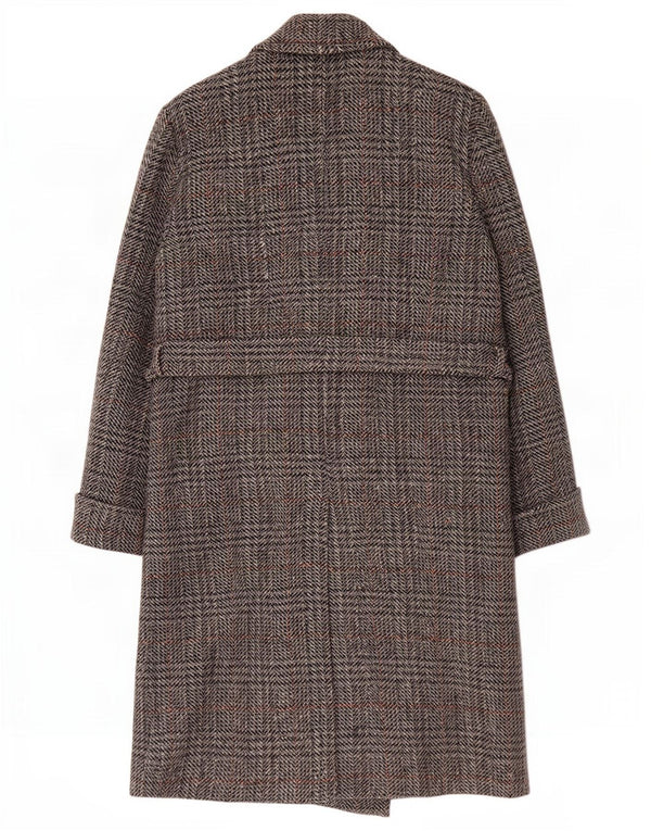 Lebole Womens Loose Fit Double Breasted Coat IT 44 Medium Grey Houndstooth
