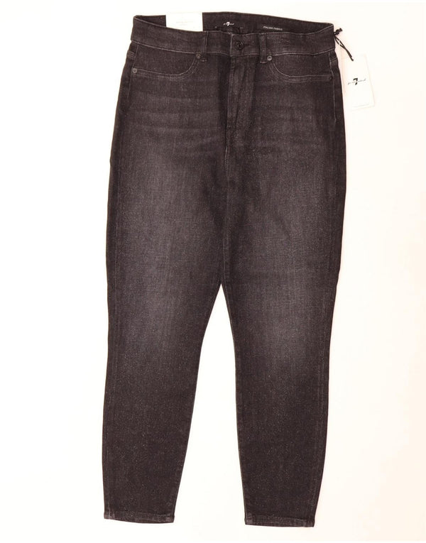7 For All Mankind Ženske kratke uske traperice visokog struka W32 L26 crni pamuk