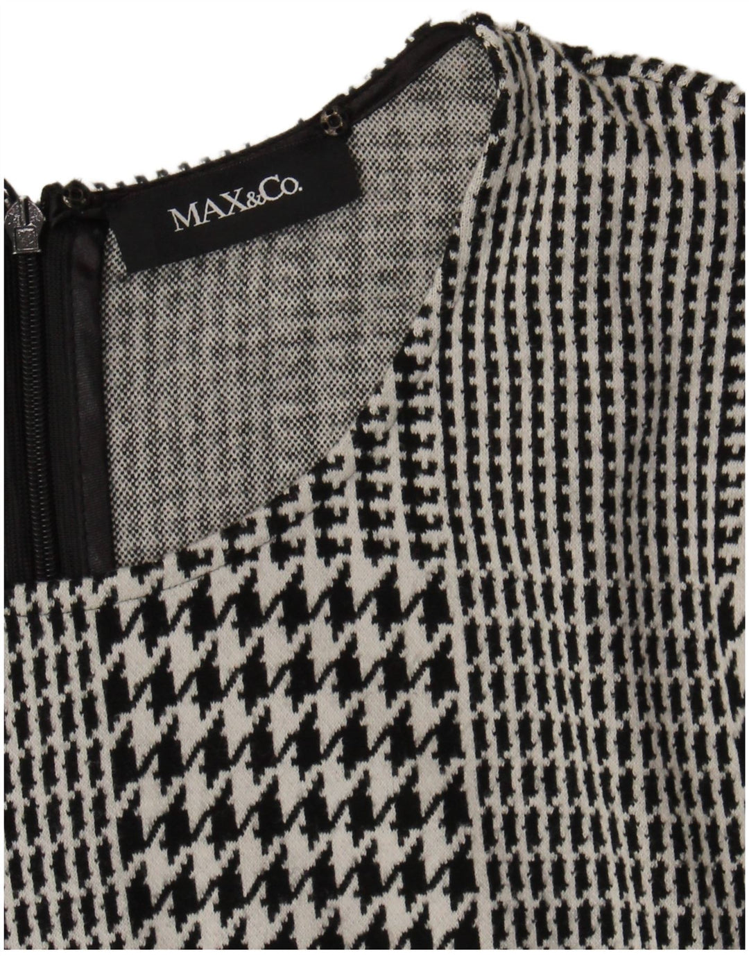 Max & Co. Ženska haljina A-kroja s 3/4 rukavima UK 12 srednje crna houndstooth