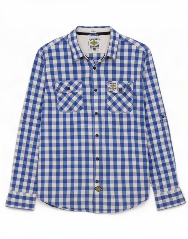 Superdry muška košulja Large Blue Gingham pamuk