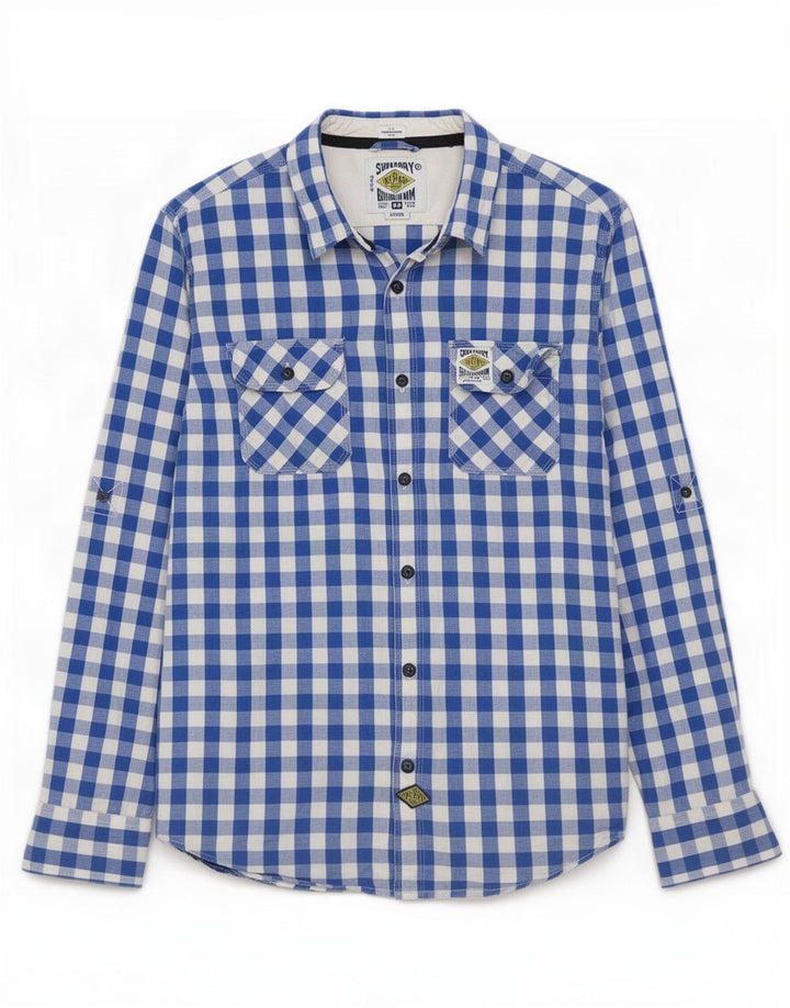 Superdry muška košulja Large Blue Gingham pamuk