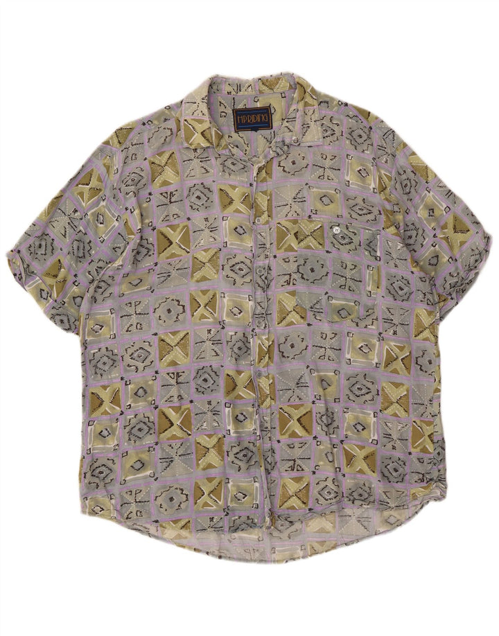 VINTAGE muška košulja kratkih rukava XL višebojna geometrijska viskoza