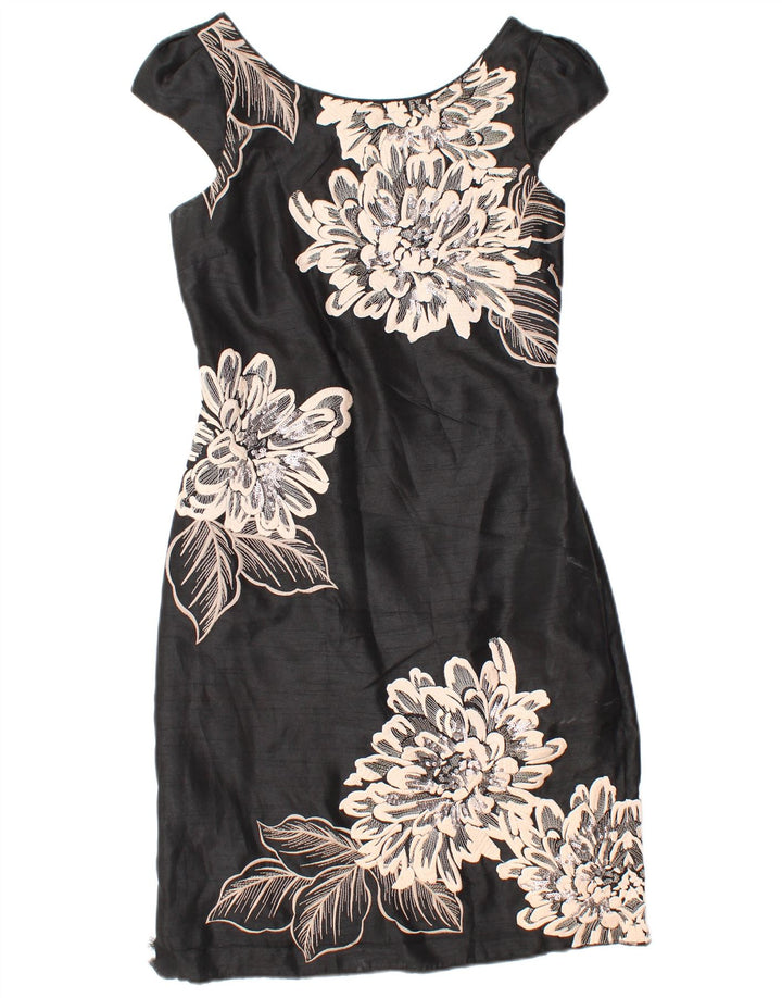 MONSOON Womens Sheath Dress UK 8 Small Black Floral Polyester