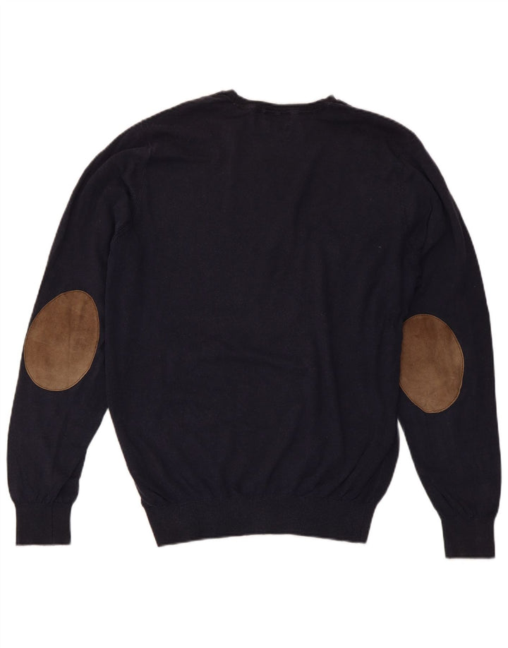 MASSIMO DUTTI Muški džemper s okruglim izrezom Srednji tamnoplavi pamuk