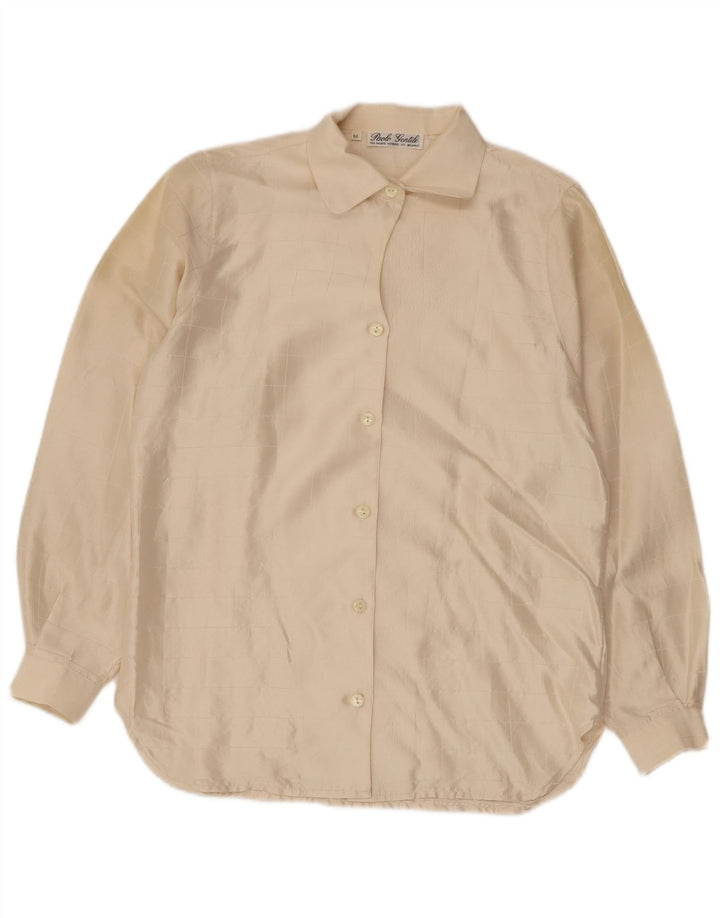 Vintage ženska košulja bluza UK 14 Srednje bež karirano
