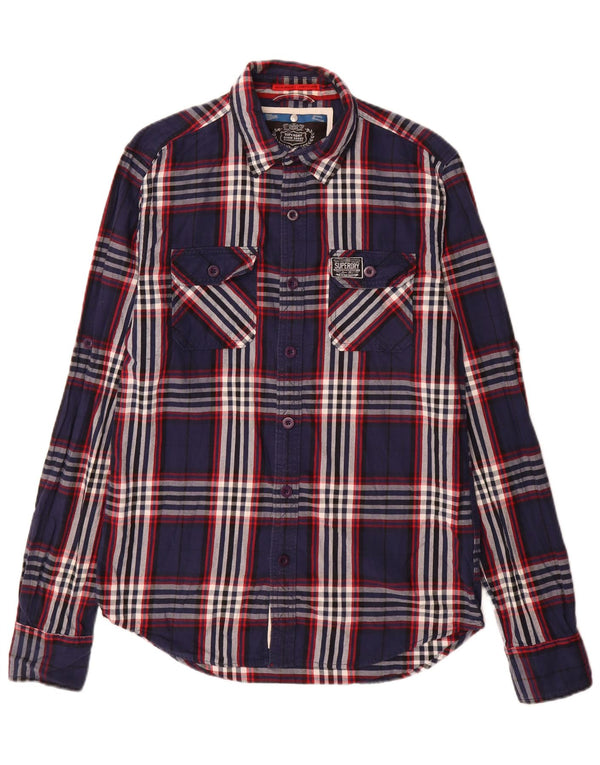 Superdry muška flanelska košulja, veliki tamnoplavi karirani pamuk