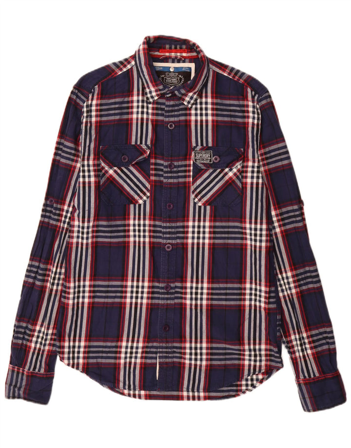 Superdry muška flanelska košulja, veliki tamnoplavi karirani pamuk