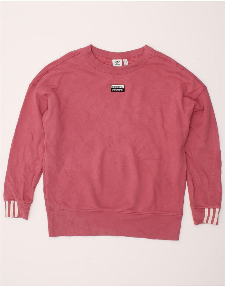 ADIDAS Womens Oversized Sweatshirt Jumper UK 10 Small Pink Cotton Vintage Adidas and Second-Hand Adidas from Messina Hembry 