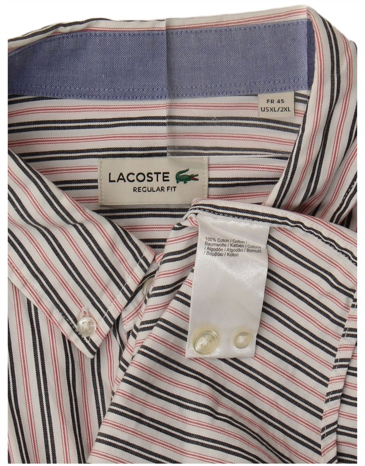 Lacoste muška košulja standardnog kroja, veličina 45 XL, bijeli pamuk na pruge