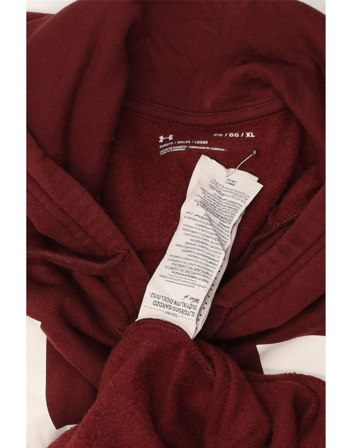 UNDER ARMOUR Mens Graphic Hoodie Jumper XL Burgundy Cotton Vintage Under Armour and Second-Hand Under Armour from Messina Hembry 