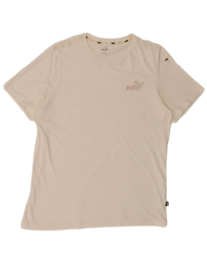 PUMA Mens T-Shirt Top Large White Cotton