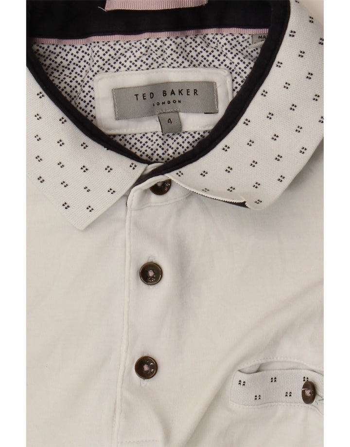 TED BAKER Mens Polo Shirt Size 4 Large White Cotton Vintage Ted Baker and Second-Hand Ted Baker from Messina Hembry 