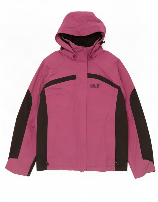 Jack Wolfskin ženska kišna jakna s kapuljačom UK 10 Small Purple Colourblock
