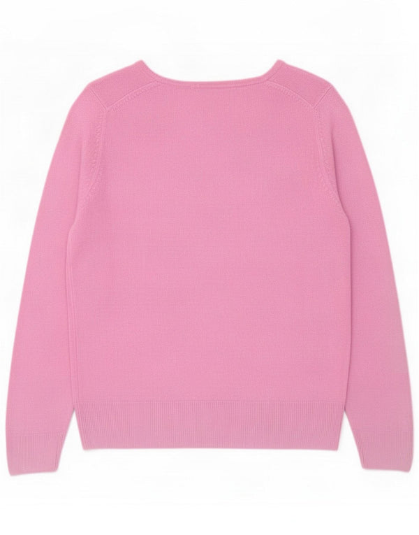 Marks & Spencer ženski džemper s V-izrezom UK 14 Large Pink Acrylic