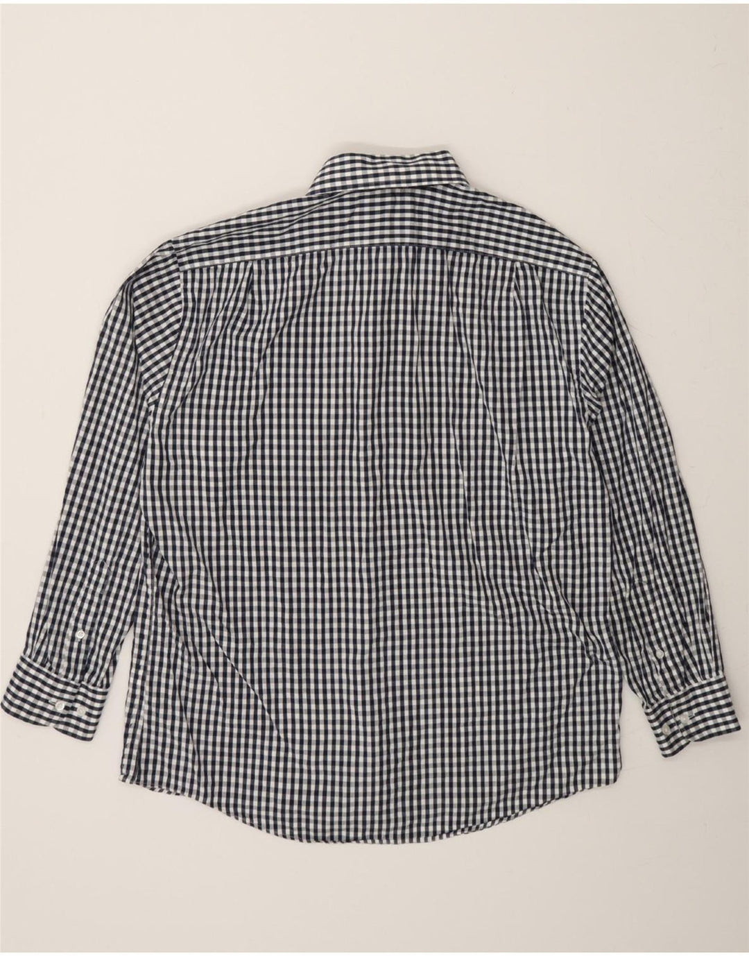 DOCKERS Mens Fitted Shirt Size 16 1/2 Large Navy Blue Gingham Cotton Vintage Dockers and Second-Hand Dockers from Messina Hembry 