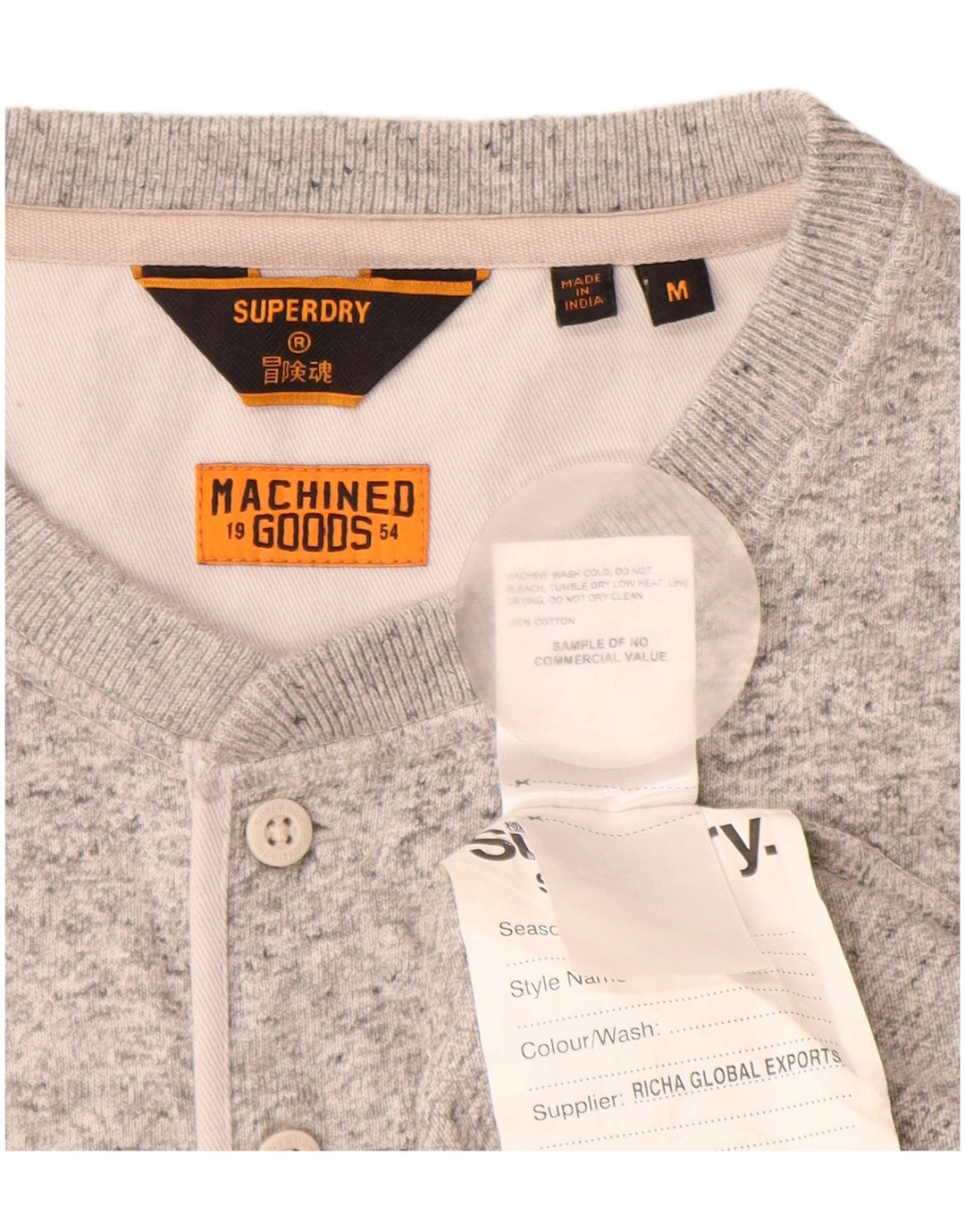 SUPERDRY muška majica dugih rukava, srednje sivi flekasti pamuk