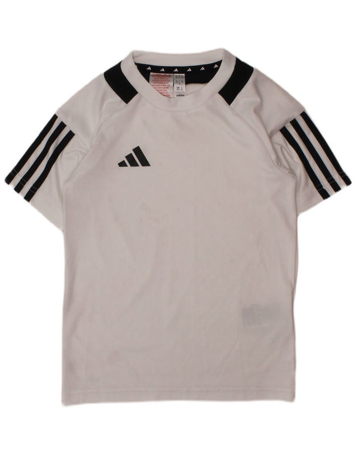 ADIDAS Boys Aeroready T-Shirt Top 7-8 Years Bijeli Colourblock Poliester