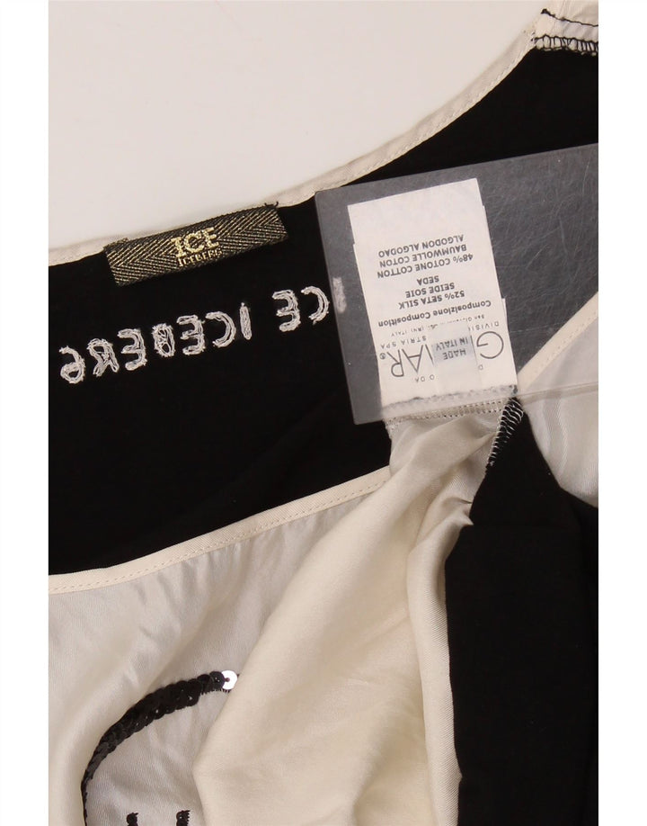 ICEBERG gornji dio ženske grafičke bluze UK 8 Small Off White Colourblock