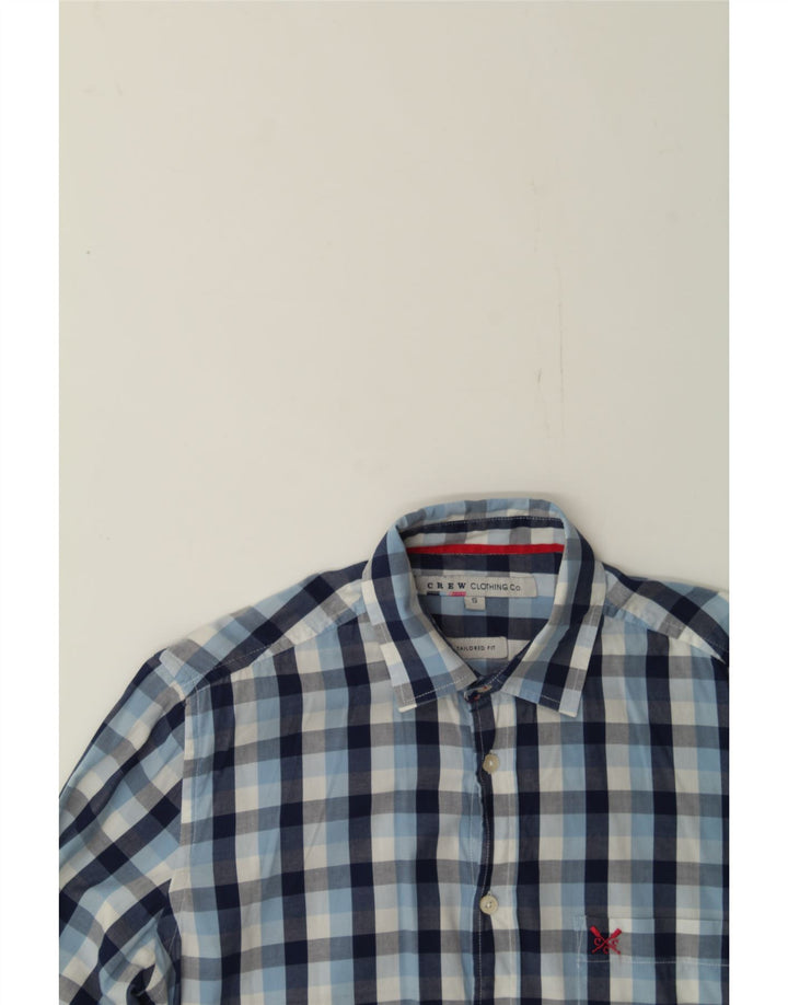 CREW CLOTHING Mens Tailored Fit Shirt Small Blue Check Cotton Vintage Crew Clothing and Second-Hand Crew Clothing from Messina Hembry 