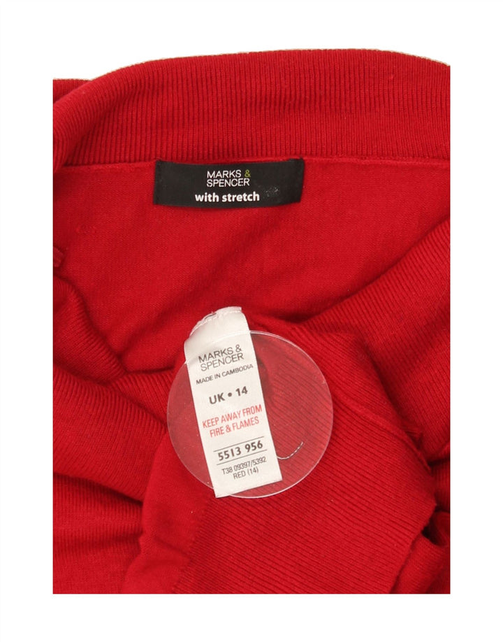 MARKS & SPENCER Womens Roll Neck Jumper Sweater UK 14 Medium Red Viscose Vintage Marks & Spencer and Second-Hand Marks & Spencer from Messina Hembry 