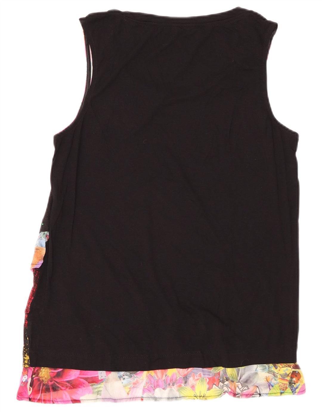 DESIGUAL Ženska grafička bluza bez rukava UK 12 Srednje crna cvjetna