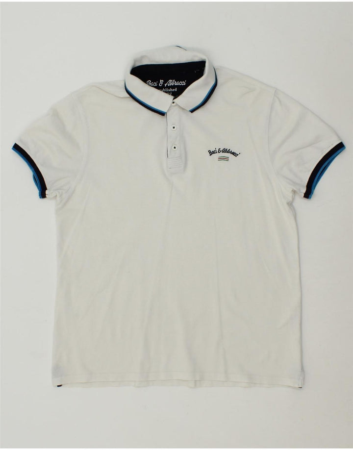 BACI & ABBRACCI Mens Polo Shirt XL White Cotton Vintage BACI & ABBRACCI and Second-Hand BACI & ABBRACCI from Messina Hembry 