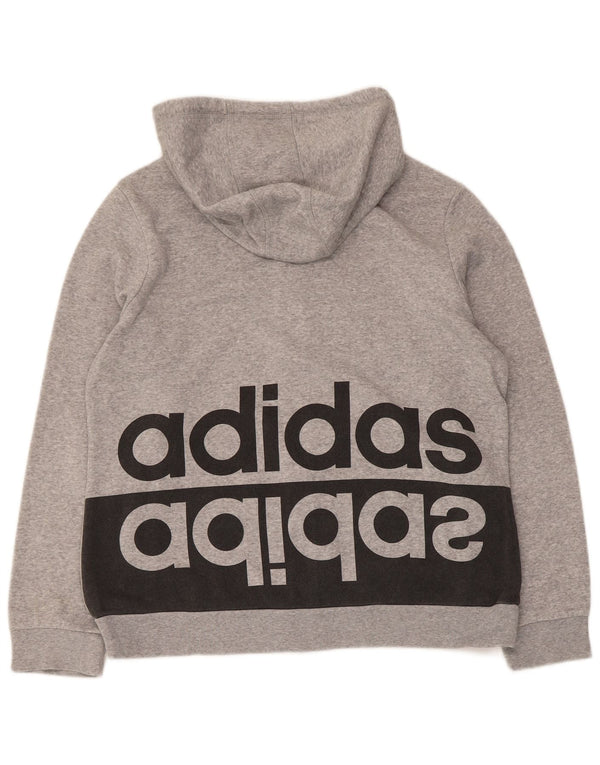 Adidas ženski džemper s kapuljačom s grafičkim patentnim zatvaračem UK 18 XL sivi pamuk u blokovima boja
