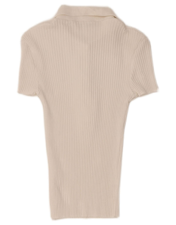Zara ženska uska polo majica kratkih rukava UK 12 Srednje bijela