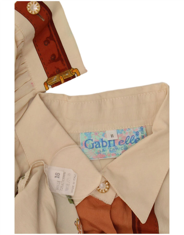 GABRI ELLE LA CAMICIA Ženska grafička košulja bluza UK 16 Large Off White