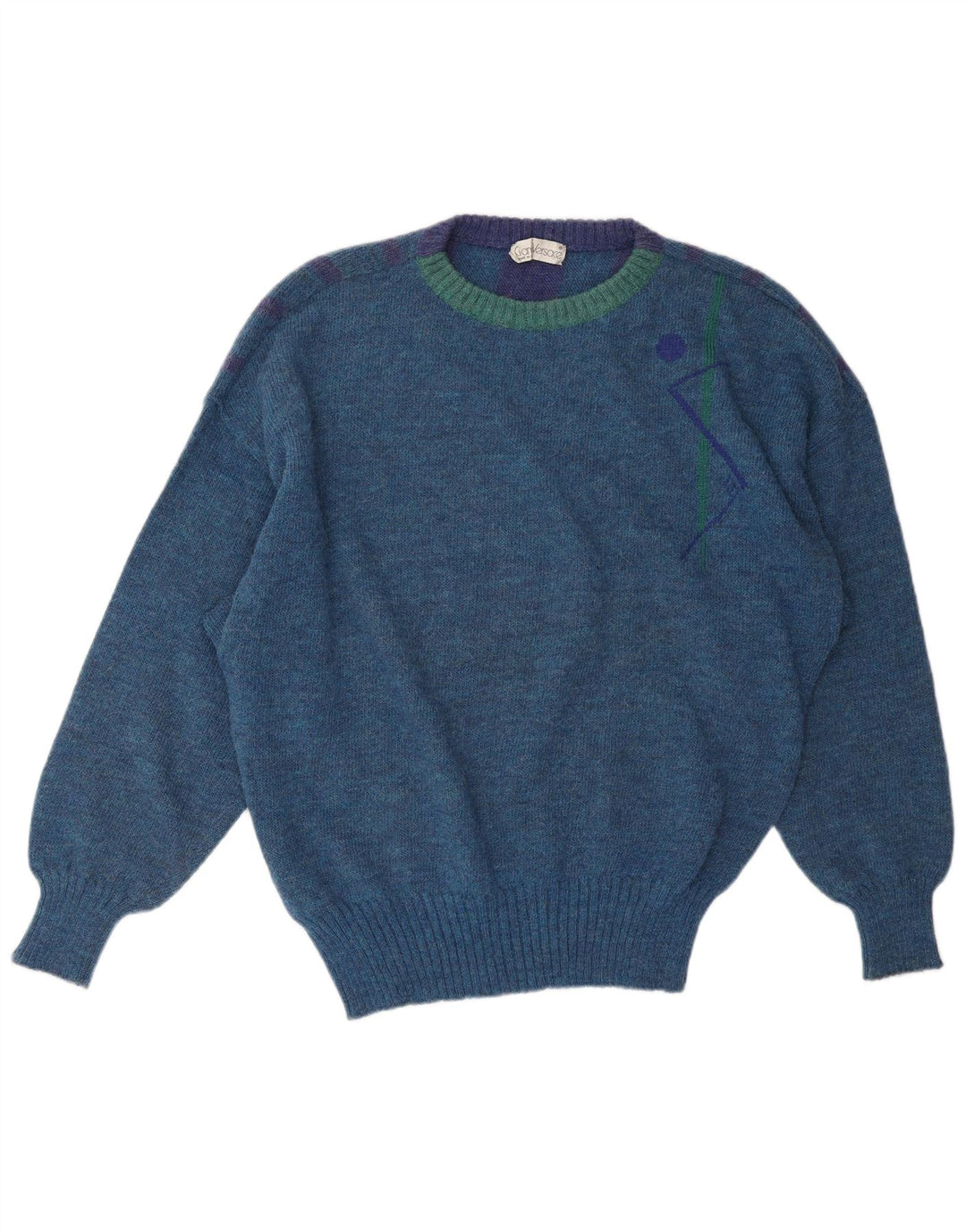 GIANNI VERSACE Muški pulover s okruglim izrezom, veliki klasični plavi prugasti pulover