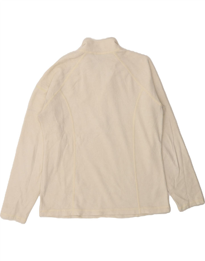 L.L.BEAN Womens Zip Neck Fleece Jumper UK 14 Medium Off White Polyester Vintage L.L.Bean and Second-Hand L.L.Bean from Messina Hembry 