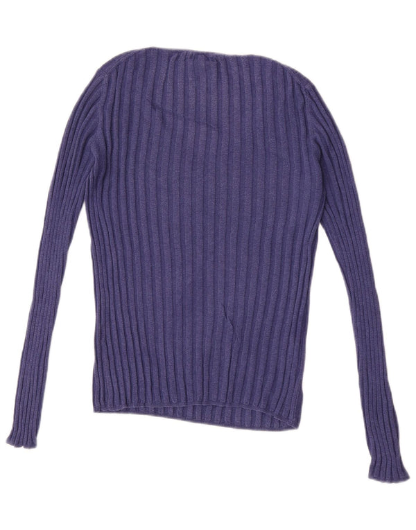 Ženski džemper s V-izrezom Massimo Dutti UK 10 Mali ljubičasti pamuk