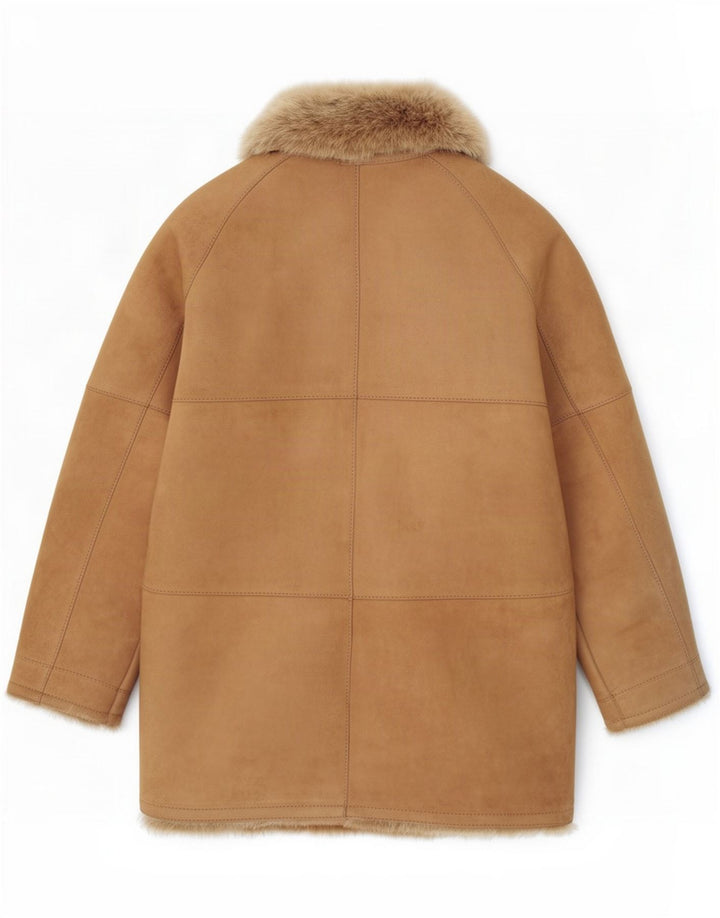 Vintage Ženska Shearling Jacket UK 14 Medium Beige
