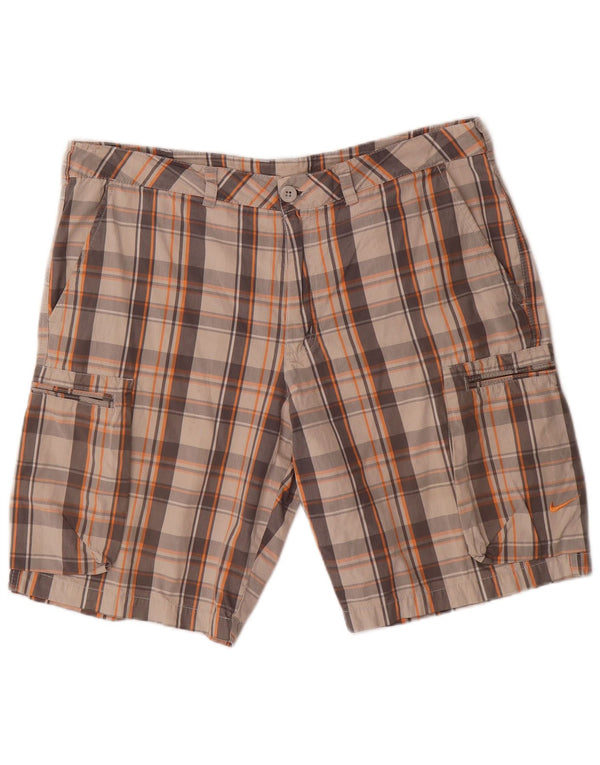 NIKE Muške kargo kratke hlače W36 veliki sivi karirani pamuk