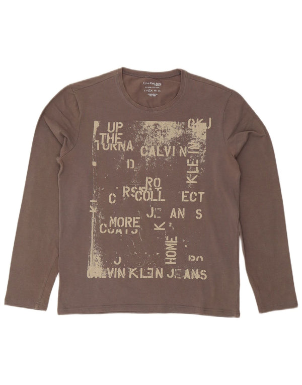 Calvin Klein Jeans Ženska majica dugih rukava s grafikama UK 14 Large Grey Cotton
