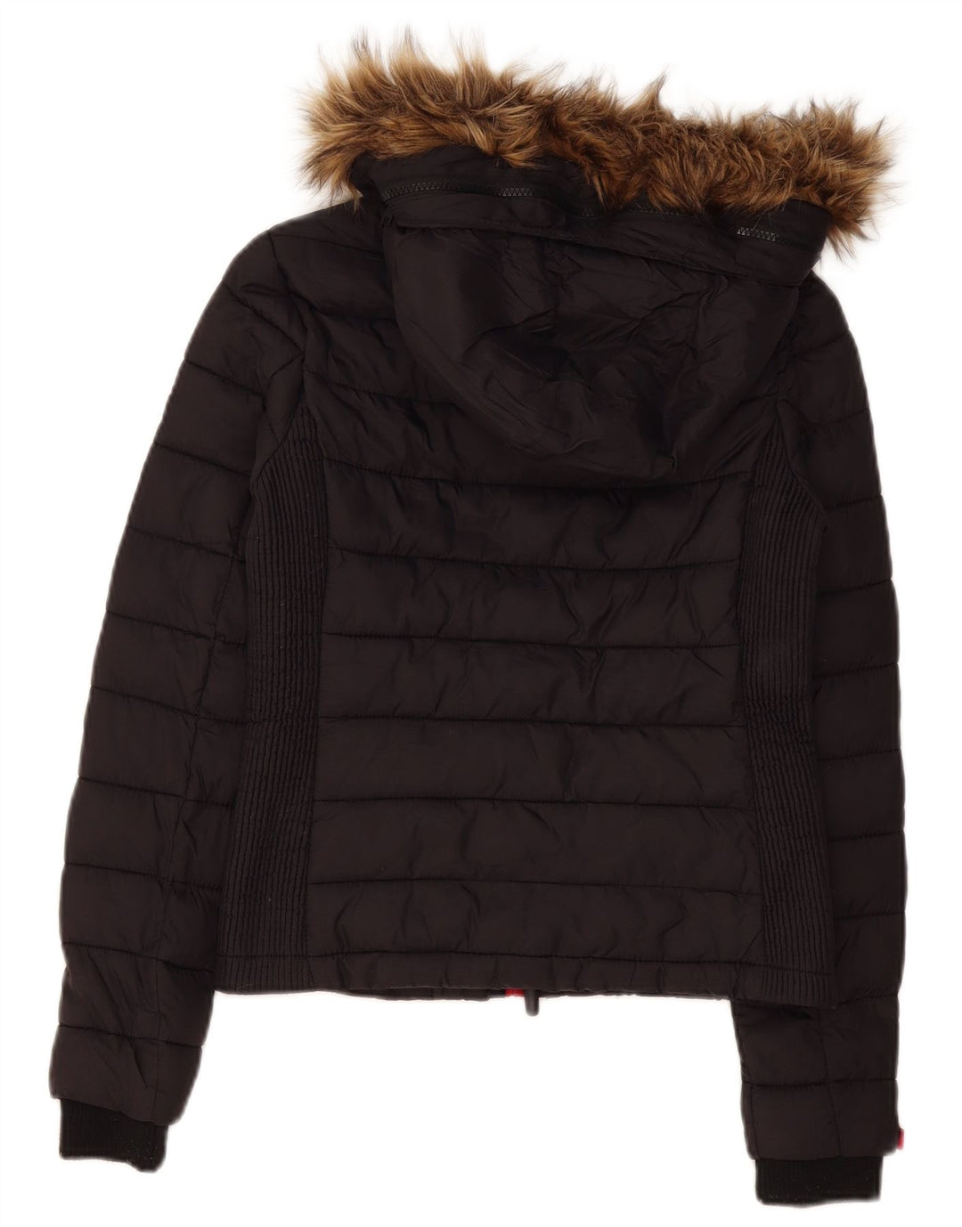 Superdry ženska podstavljena jakna s kapuljačom UK 10 Mali crni poliester