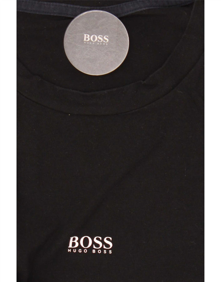 Hugo Boss muška majica dugih rukava srednje crne pamučne boje