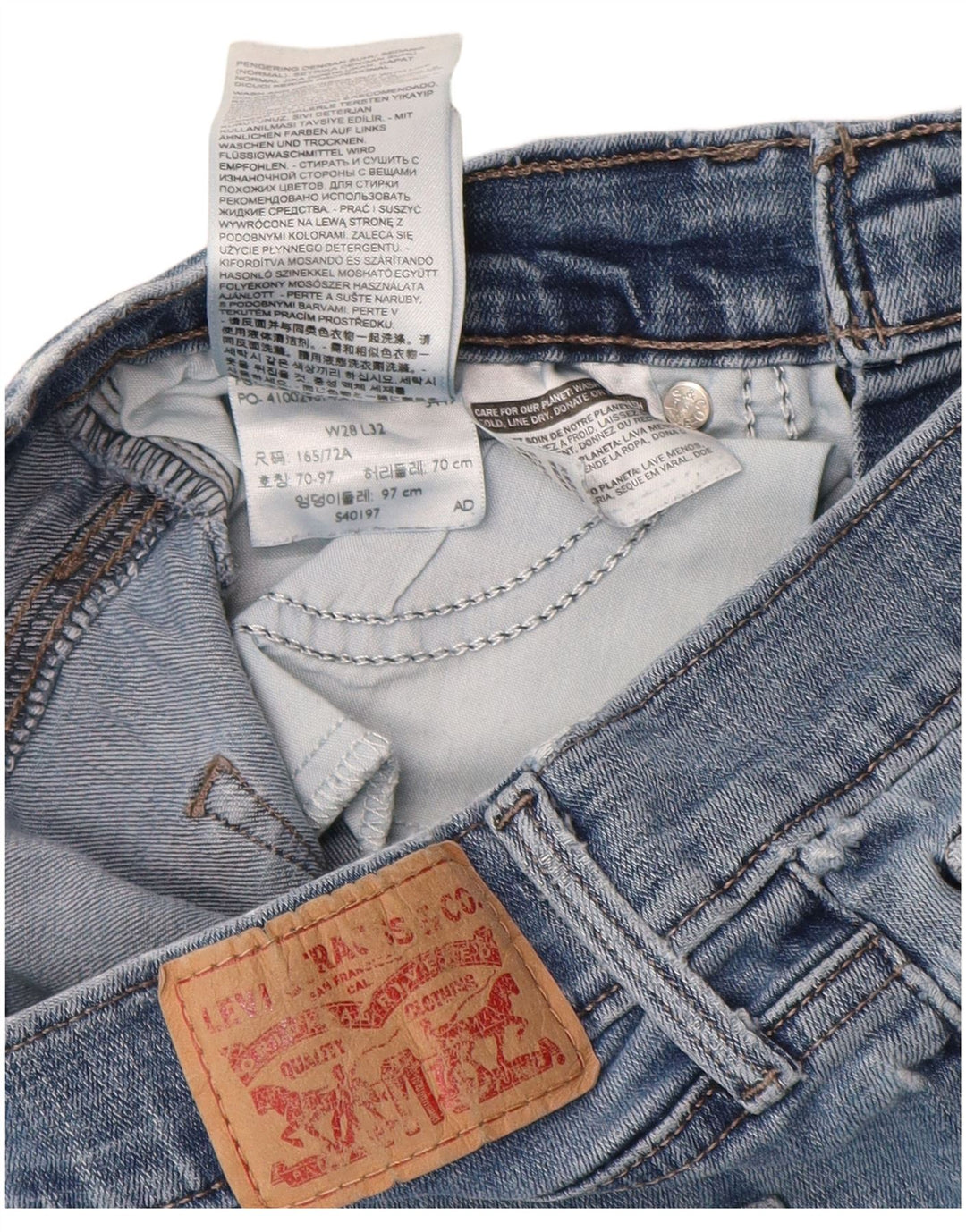 LEVI'S ženske ravne traperice za mršavljenje W28 L32 plavi pamuk