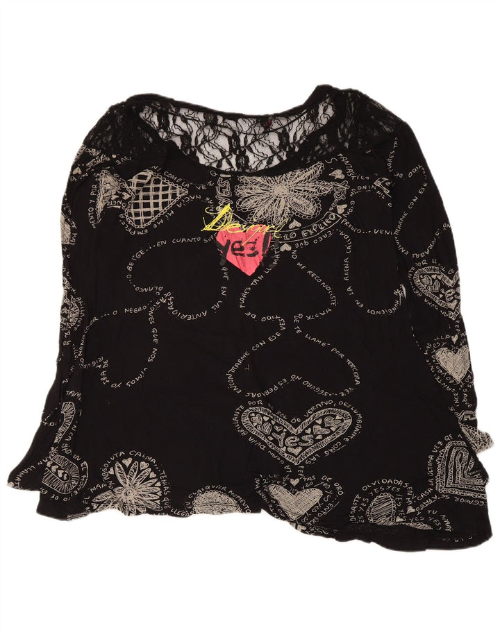 Desigual gornji dio ženske grafičke bluze UK 12 Srednje crno geometrijsko srce