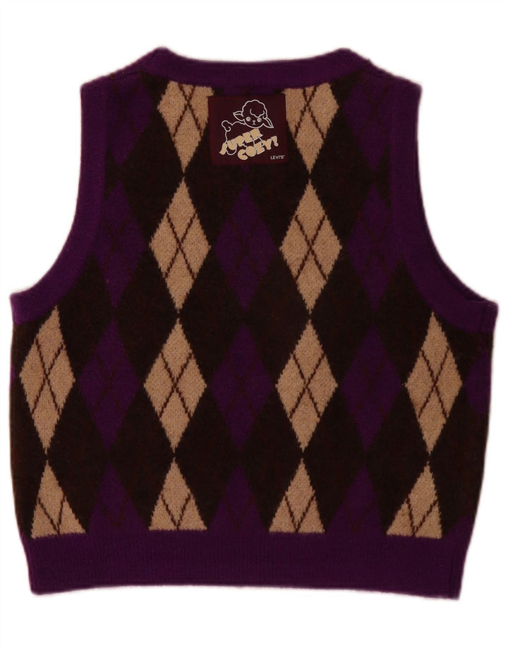 LEVI'S ženski kratki prsluk bez rukava UK 10 Small Purple Argyle/Diamond Acrylic