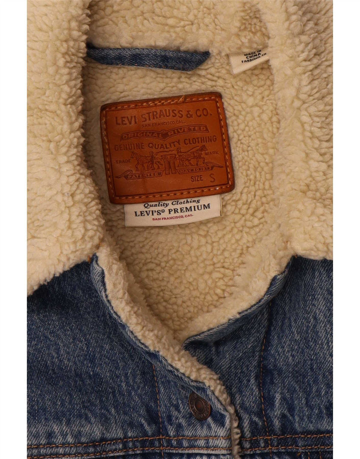 Levi's ženska prevelika traper šerpa jakna UK 10 Mali plavi pamuk