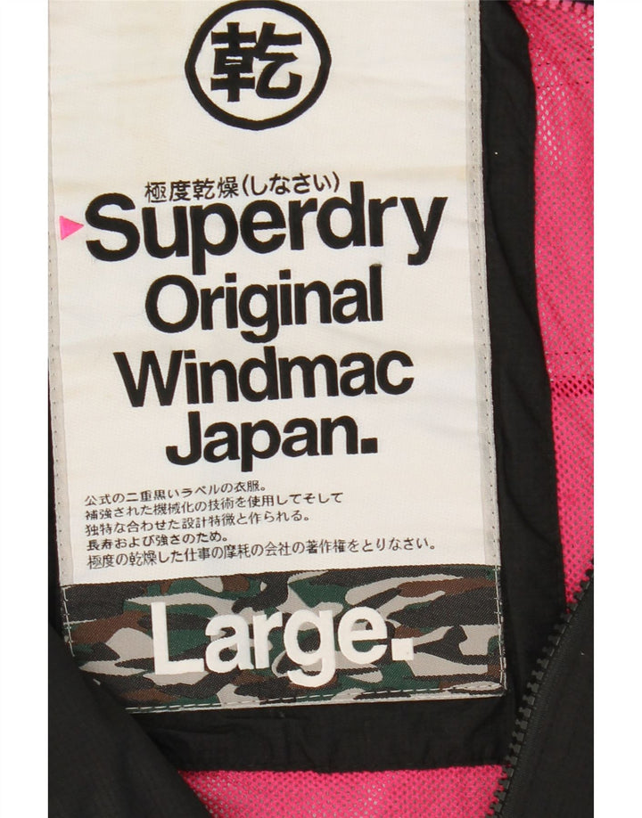Superdry ženska Windmac vjetrovka s kapuljačom UK 16 velika crna najlonska jakna