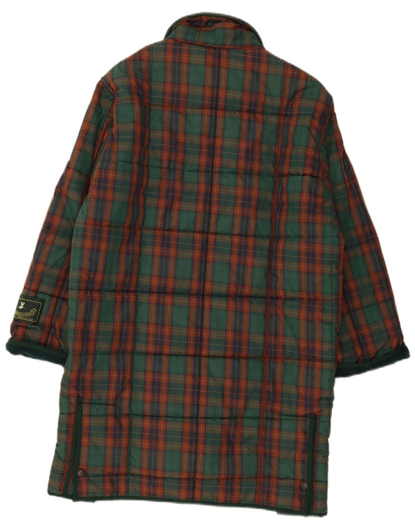 Vintage ženski podstavljeni kaput UK 18 XL, zeleni karirani
