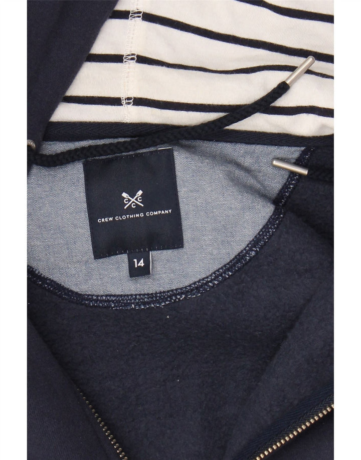 CREW CLOTHING Ženski pulover s kapuljačom na patentni zatvarač UK 14 Srednje tamnoplavi pamuk