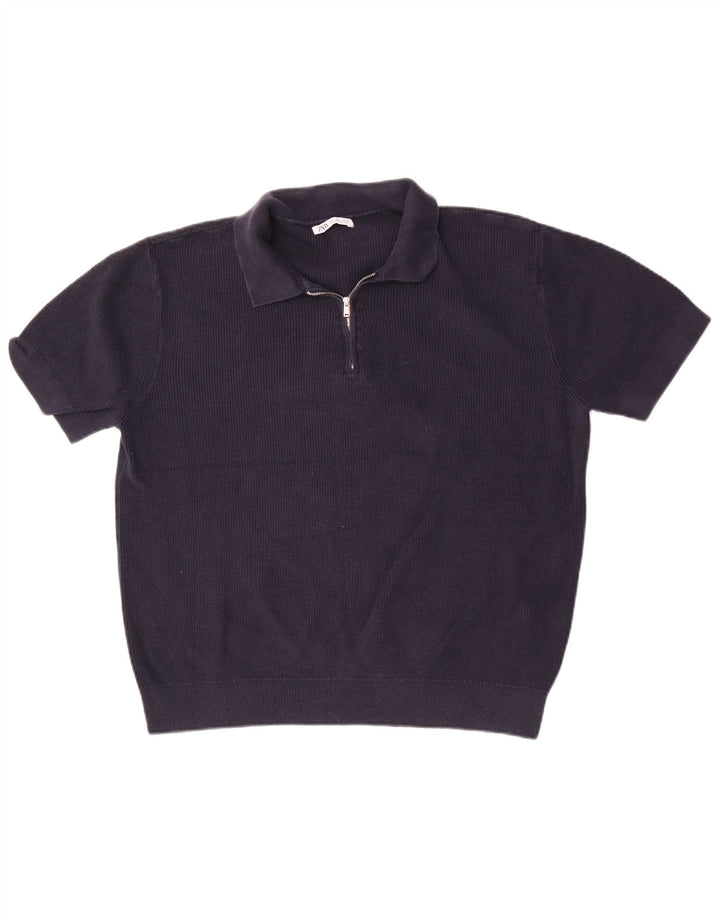 Zara muška polo majica velika tamnoplava pamuk