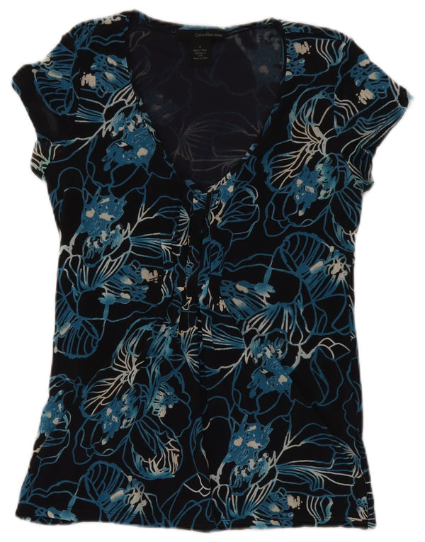 Top ženska bluza Calvin Klein Jeans UK 12 srednje tamnoplava cvjetna
