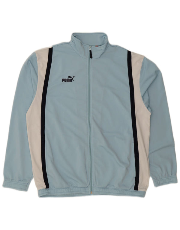 Puma Mens Tracksuit Top Jacket Large Blue Colourblock Polyester