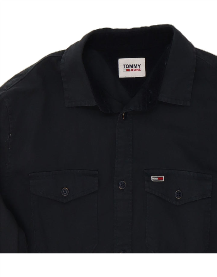 TOMMY HILFIGER Mens Shirt Medium Navy Blue Cotton Vintage Tommy Hilfiger and Second-Hand Tommy Hilfiger from Messina Hembry 