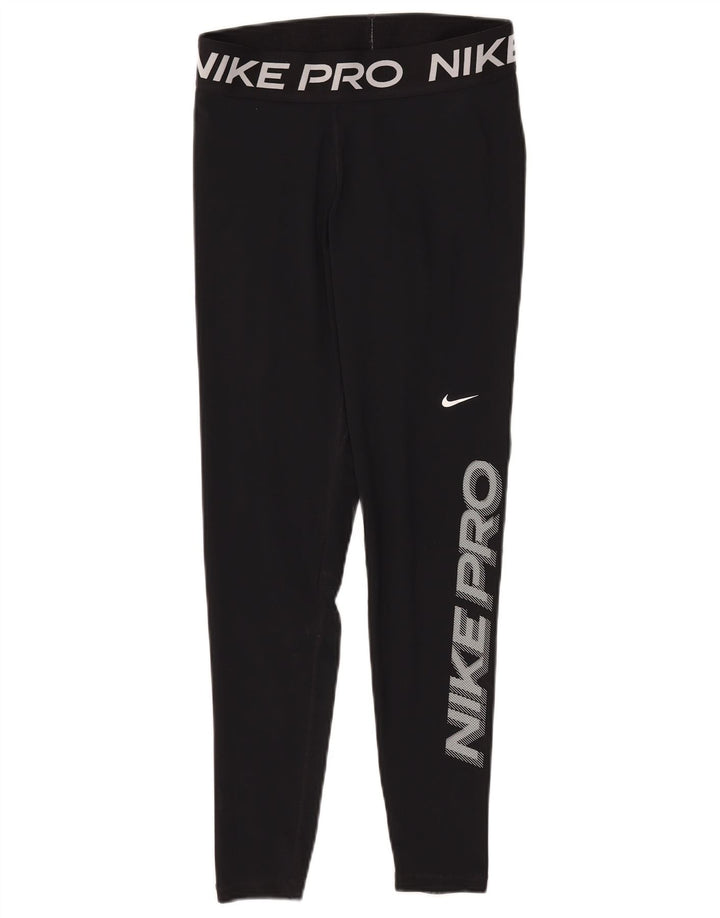 Nike Ženske Dri Fit Graphic Leggings UK 12 Srednje crni poliester