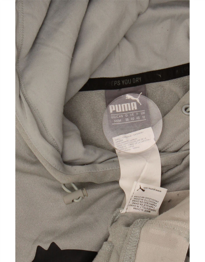PUMA Womens Graphic Hoodie Jumper UK 12 Medium Grey Polyester